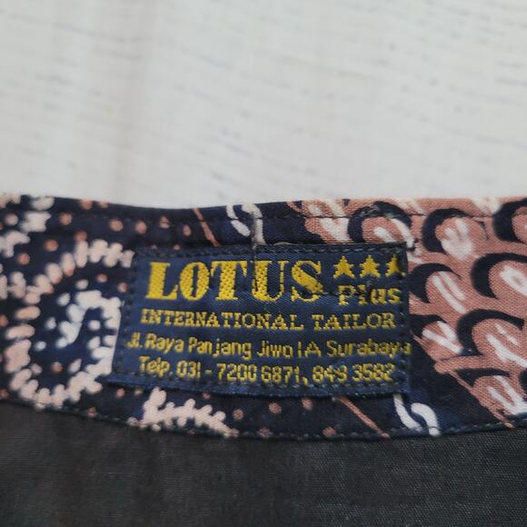 Lotus Size EST M	Mixed Pattern Long Sleeve Button Up Mandarin Collar Elegant - Picture 6 of 9